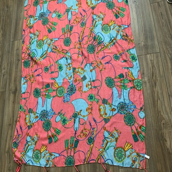 Colorful Sheer Scarf with Abstract Print 38/72 inches - Picture 7 of 11